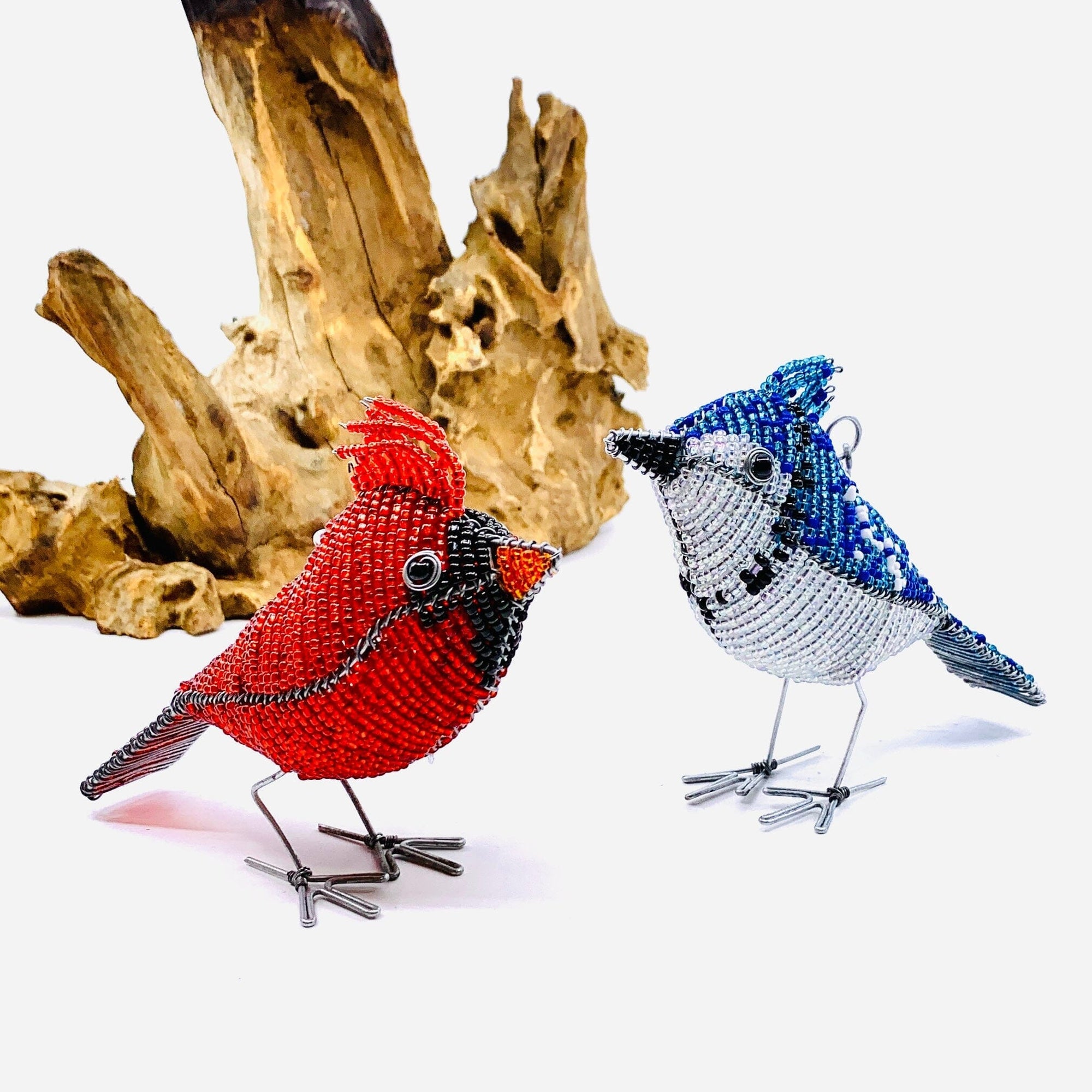 Beaded Bird Ornament, Blue Jay Ornament East Africa Co. 