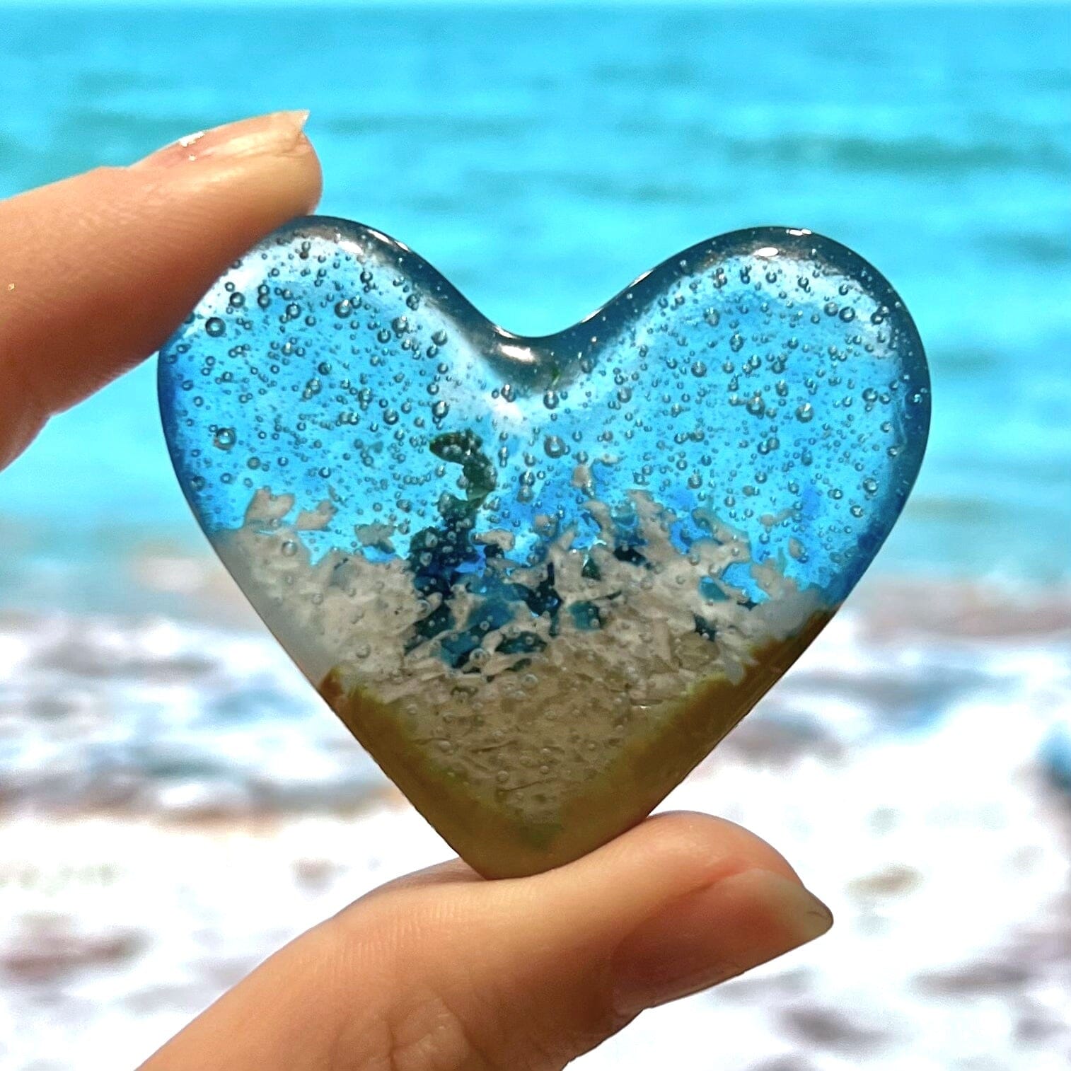  Glass Beach Pocket Heart, Glass Beach Heart, Beach Glass Heart  Pocket Hug Token Gift, Mini Heart Shaped Beach Decoration, Light Aqua and  Turquoise Glass Heart, Fused Glass Heart Pocket Toke (