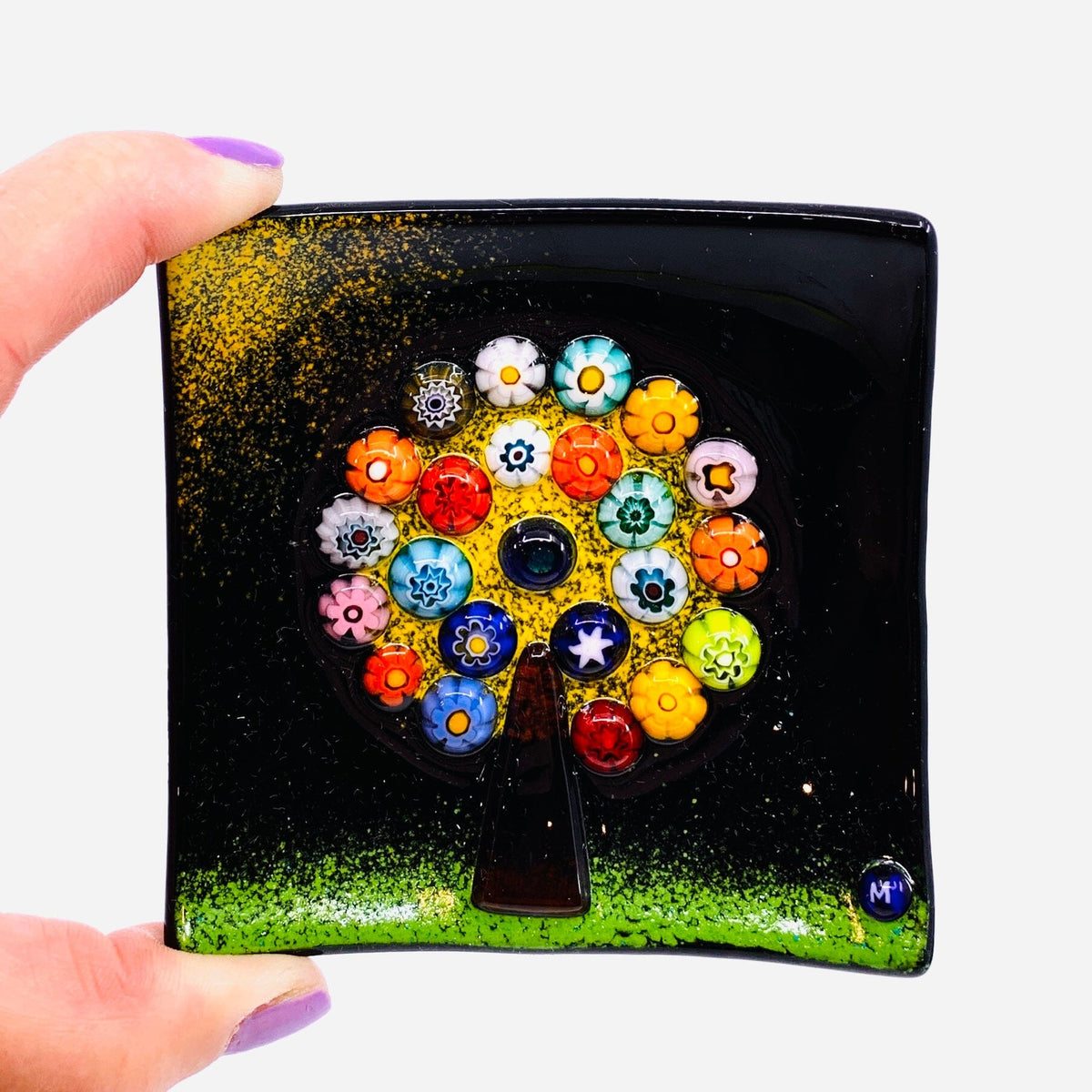 Tree of Life Murano Plate 2 Black Gage Inc, LLP 