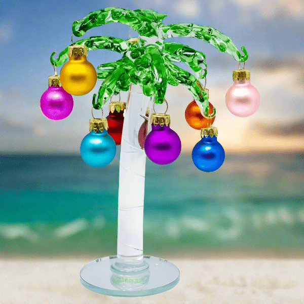 Glass Whimsical Christmas Palm Tree 9 Decor Gift Essentials 