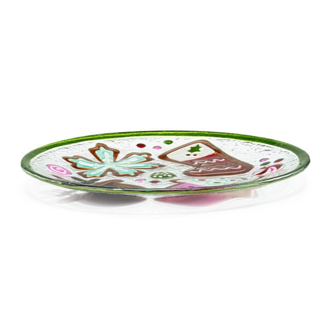 Glass Fusion Plate 66, Christmas Cookies Plate Demdaco 