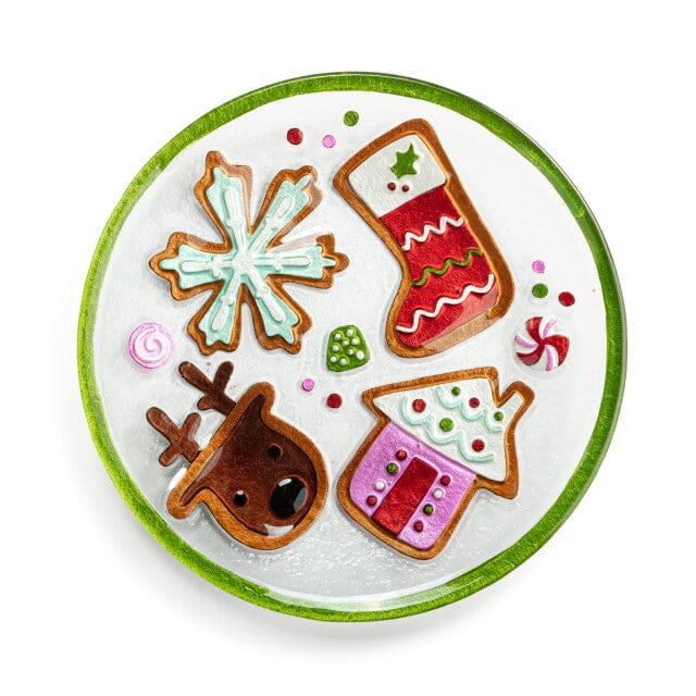 Glass Fusion Plate 66, Christmas Cookies Plate Demdaco 