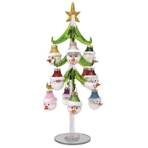 Glass Whimsical Snowman Tree 2 Decor Gift Essentials 