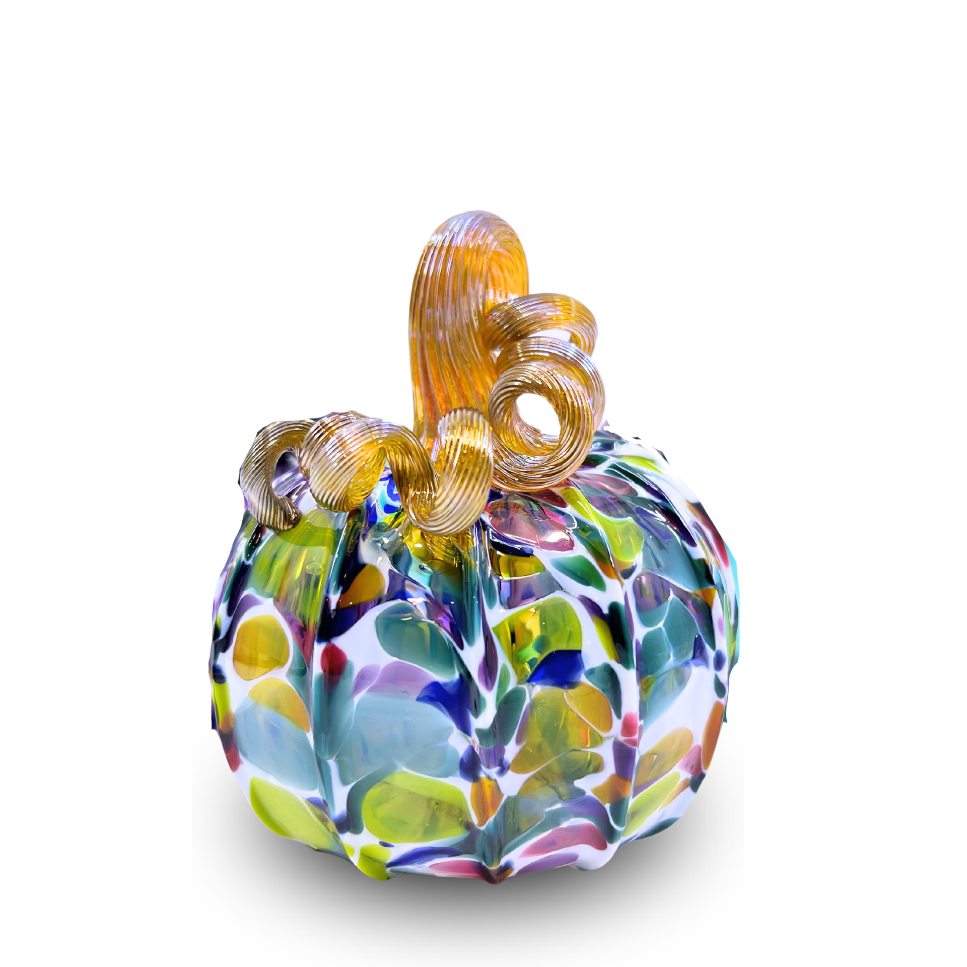 Jewel over White Pumpkin Inspo Luke Adams Glass Blowing Studio Mini 3" 