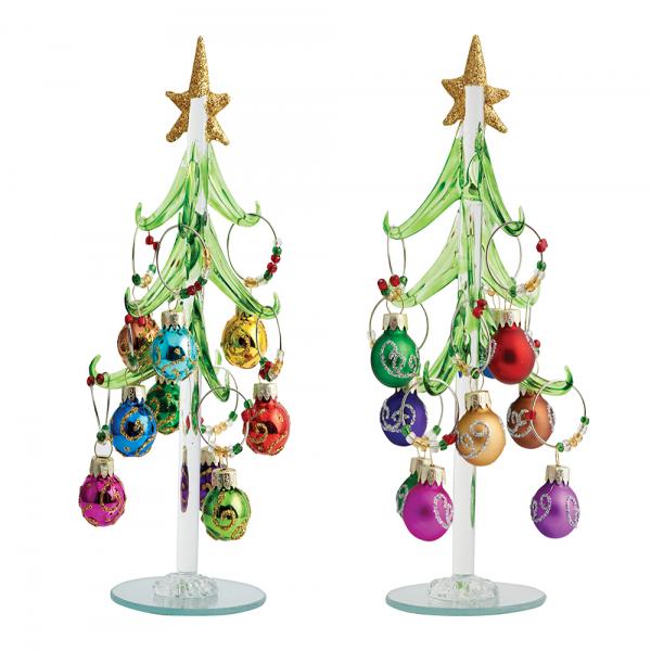 Mini Glass Wine Charm Matte Ornament Tree 25