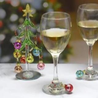 Mini Glass Wine Charm Shiny Ornament Tree 26