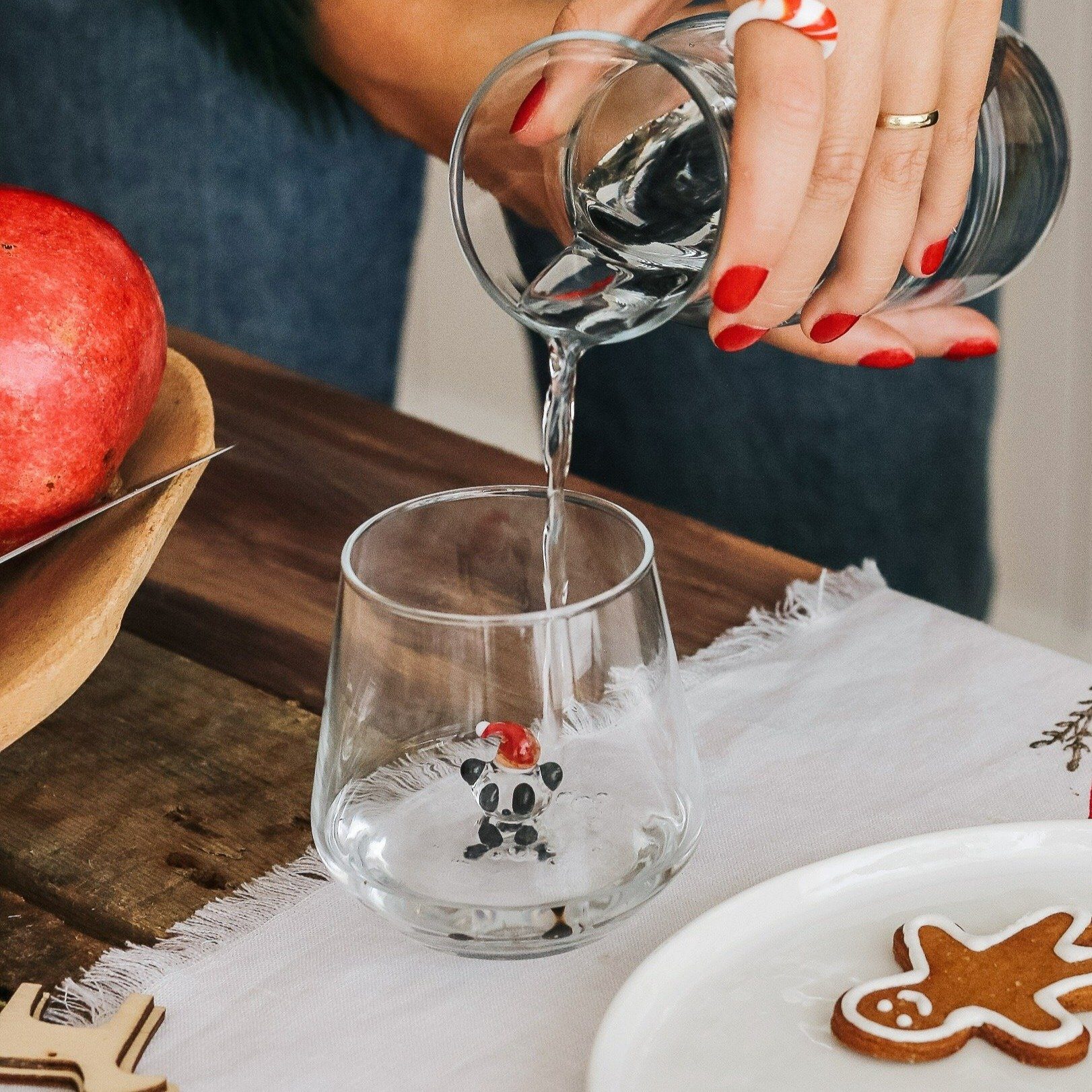 Tiny Animal Drinking Glass, Santa Panda MiniZoo 