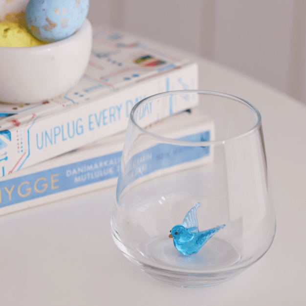 Tiny Animal Wine Glass, Blue Dove Decor MiniZoo 