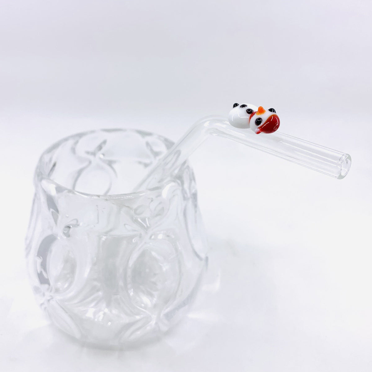 Duck Etched Glass Drinking Straw with Cleaning Brush - Drinking Straws.Glass