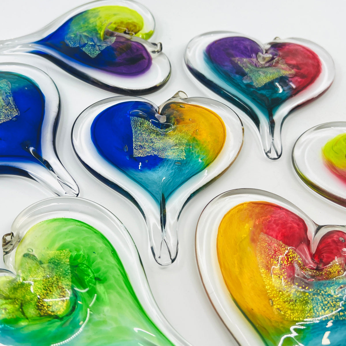 Fused Glass Pocket Hearts - Luke Adams Glass Blowing Studio