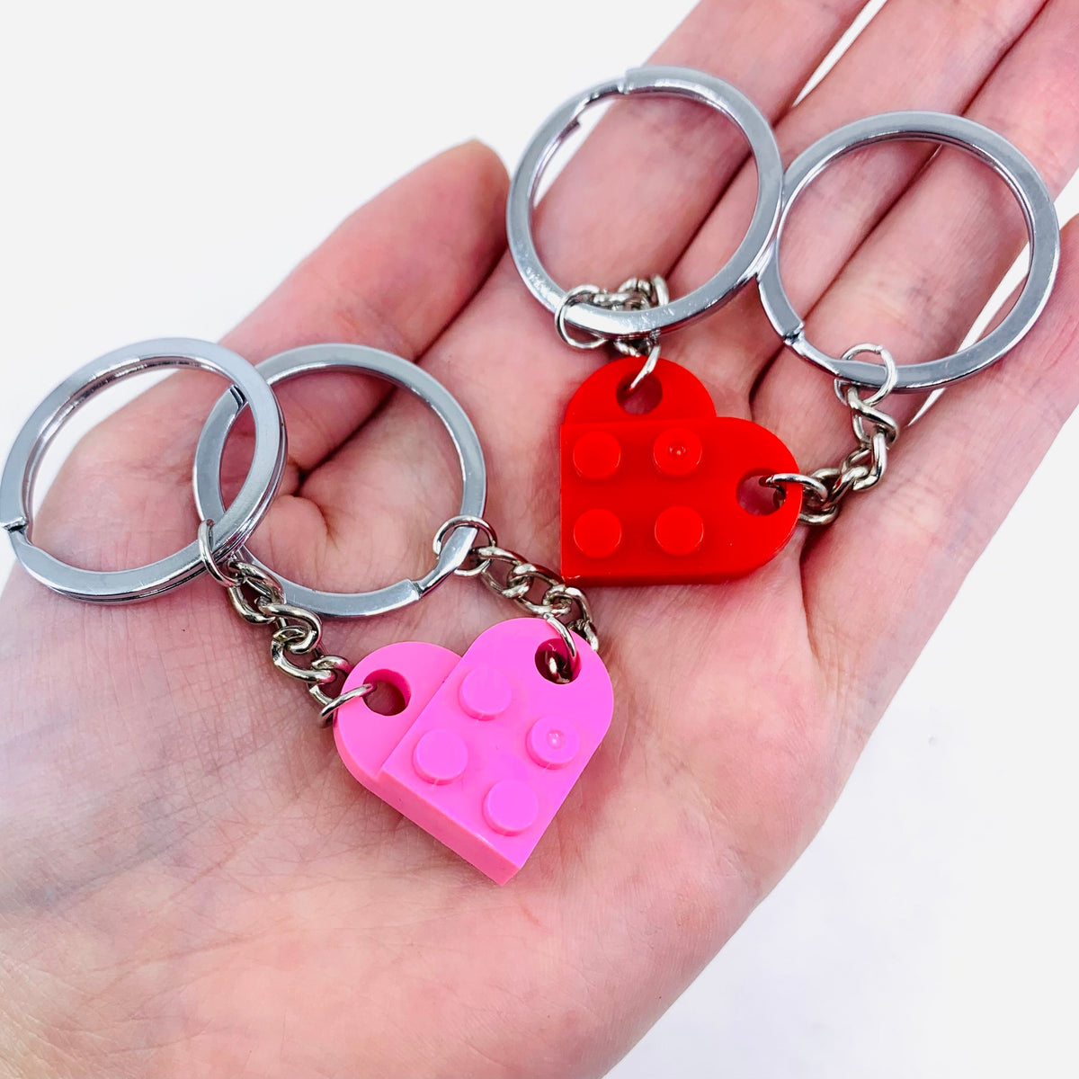 Brick Heart Matching Keychains Red