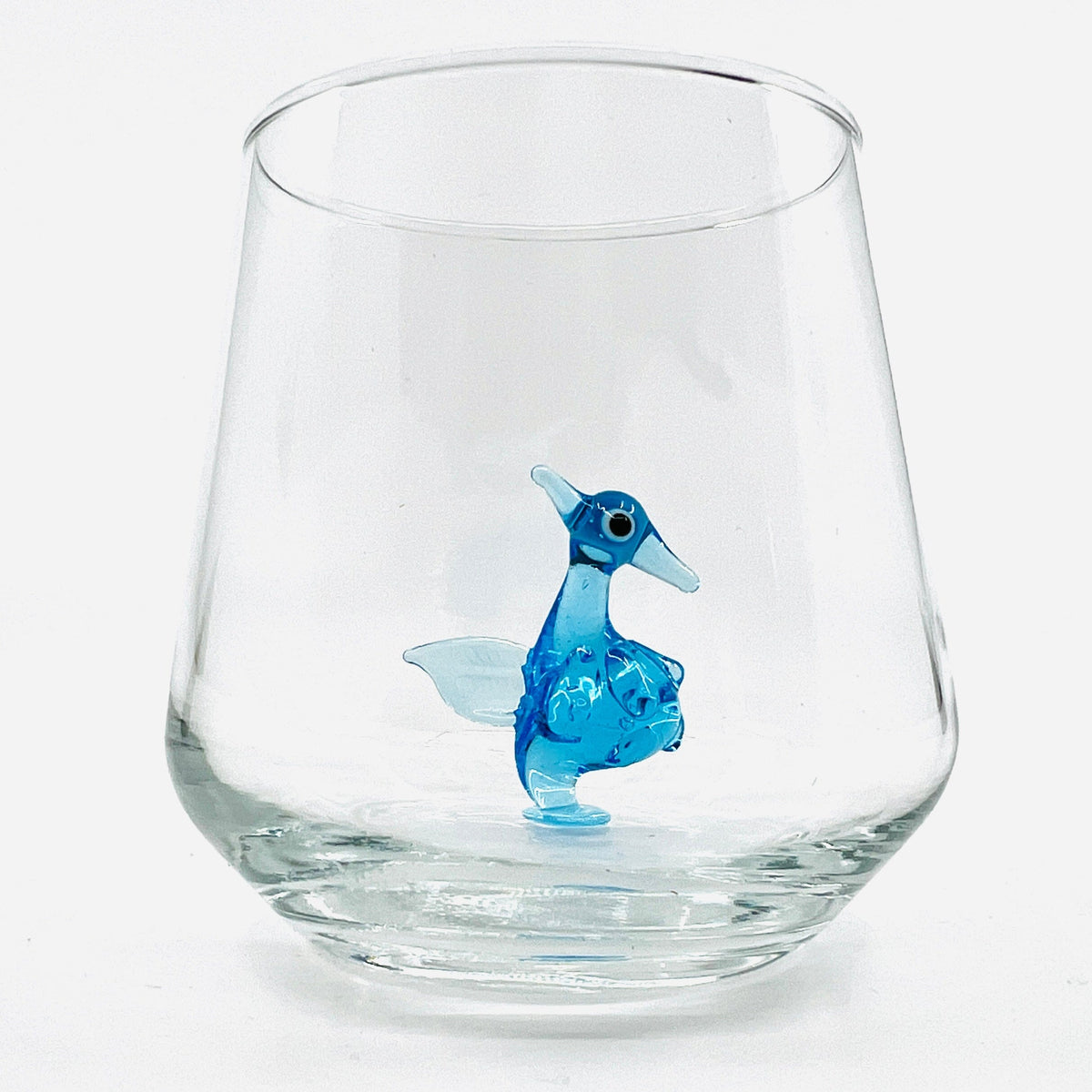 Tiny Animal Wine Glass, Blue Seahorse Decor MiniZoo 