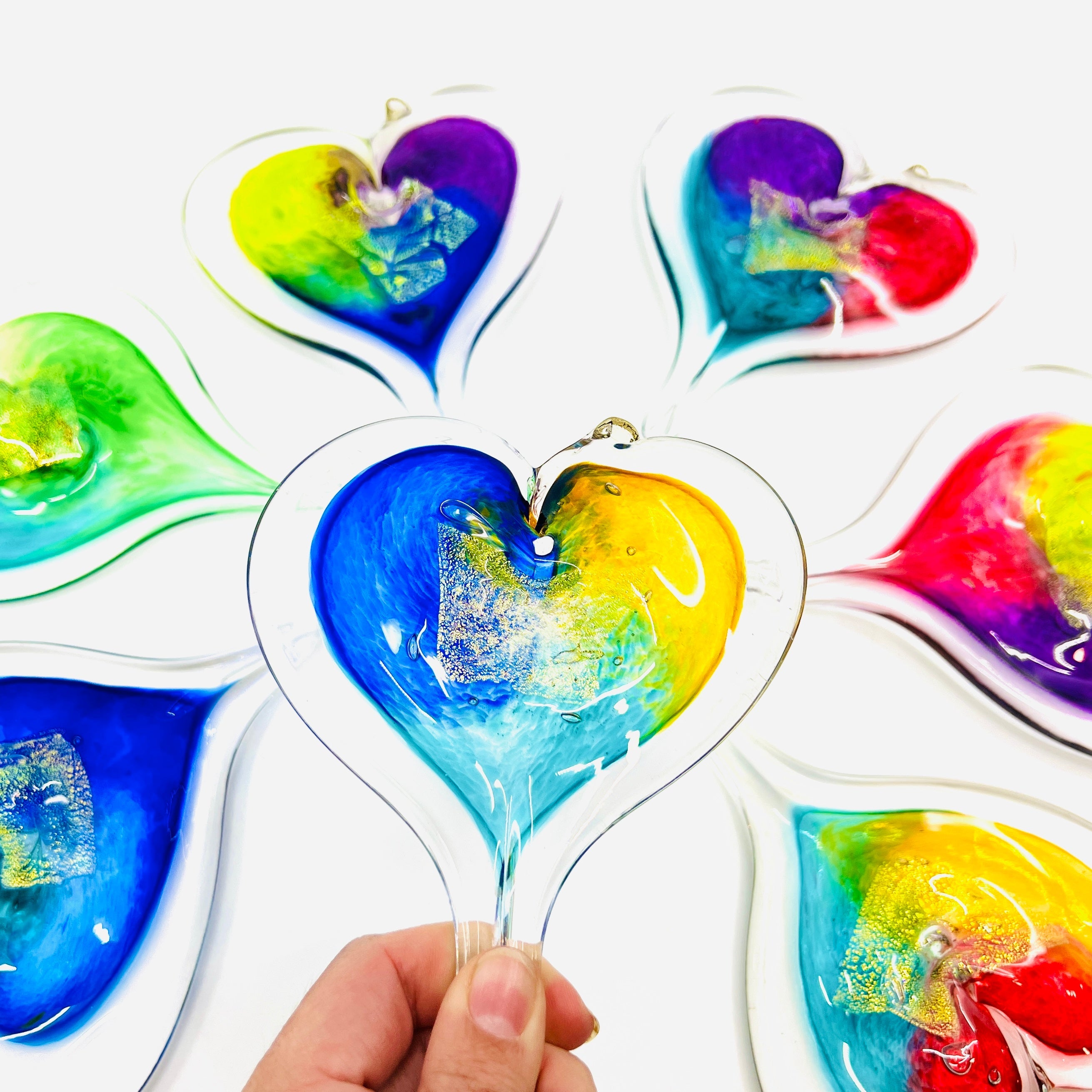 Glass Heart Paperweights