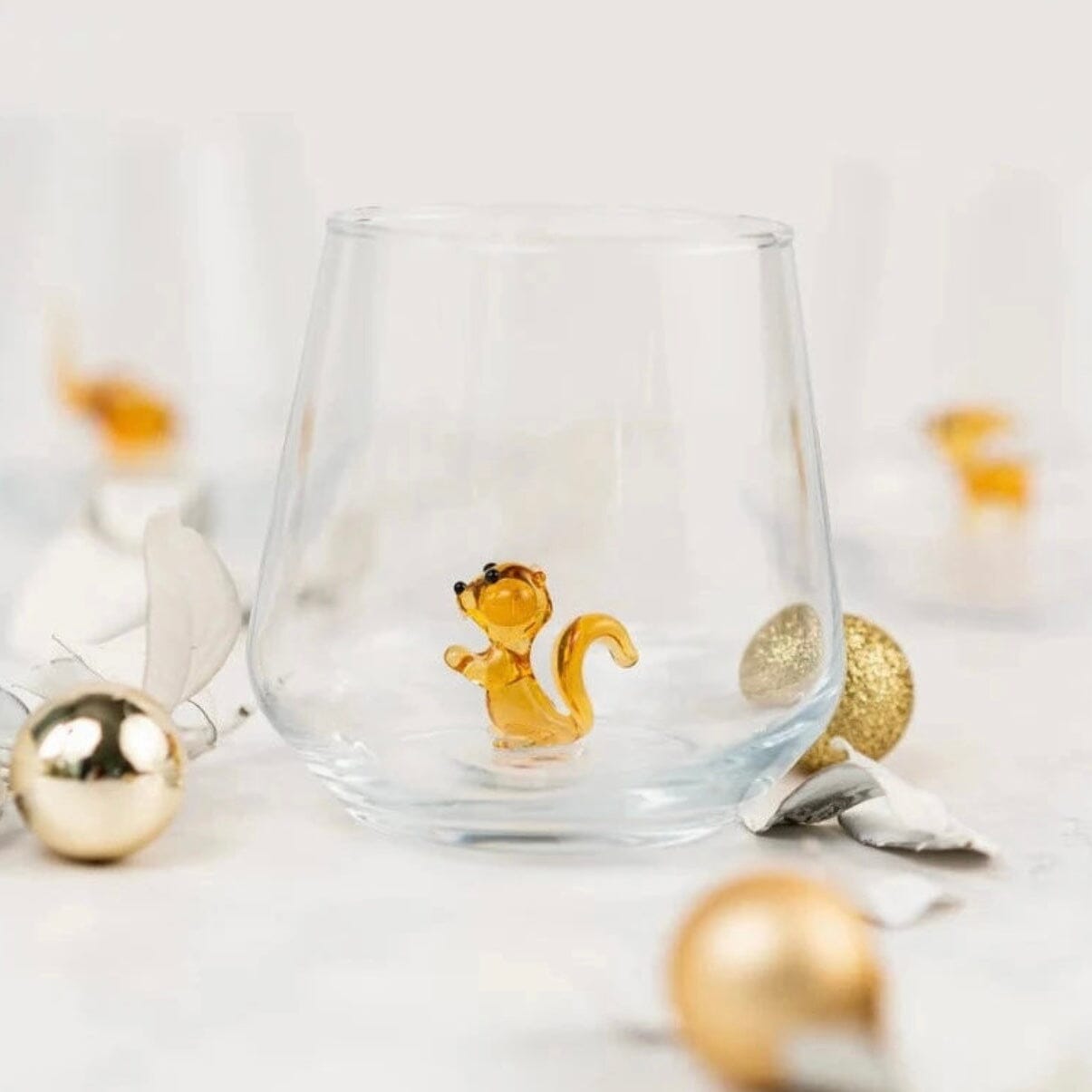 Tiny Animal Wine Glass, Squirrel Decor MiniZoo 