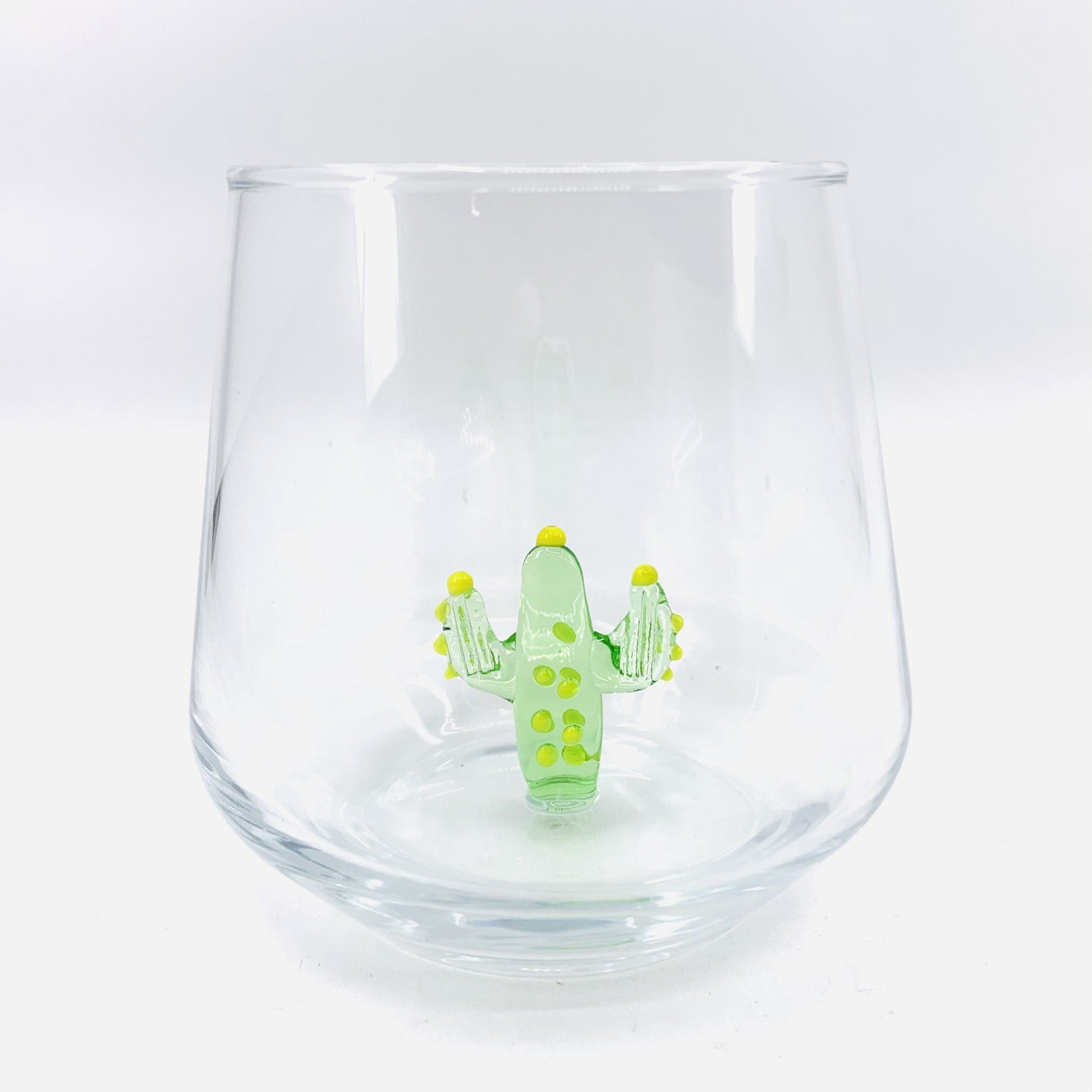 Tiny Animal Wine Glass, Cactus Decor MiniZoo 