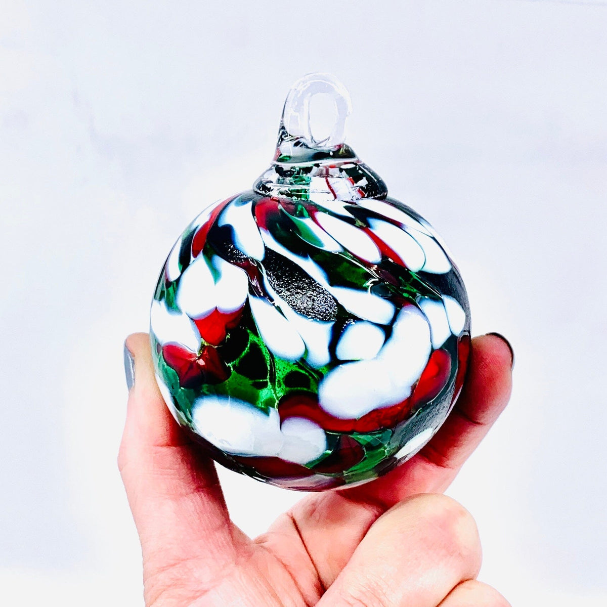 Mini Holiday Ornament, Holly - Luke Adams Glass Blowing Studio