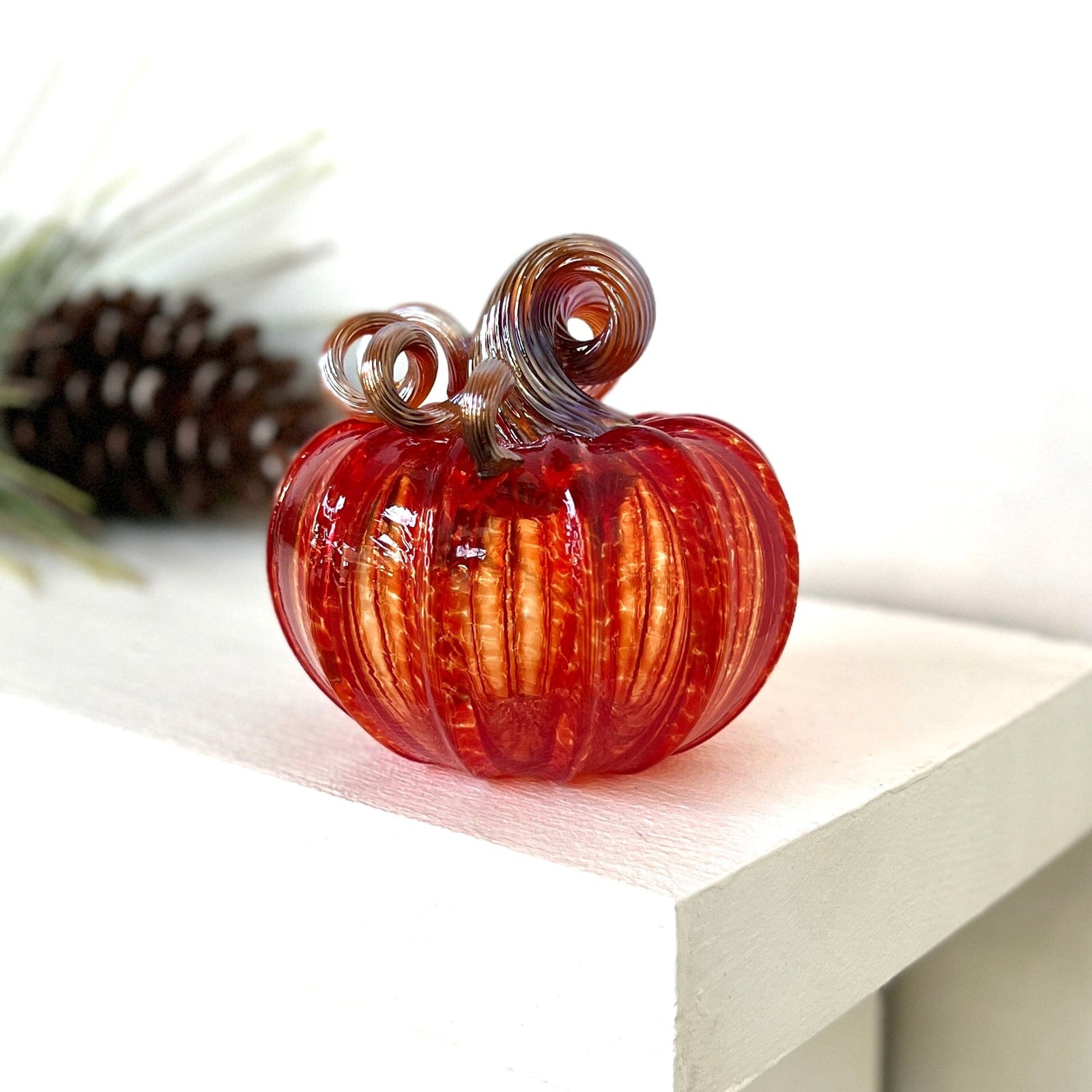 Macramé Glass Ball Ornament, Red - Luke Adams Glass Blowing Studio