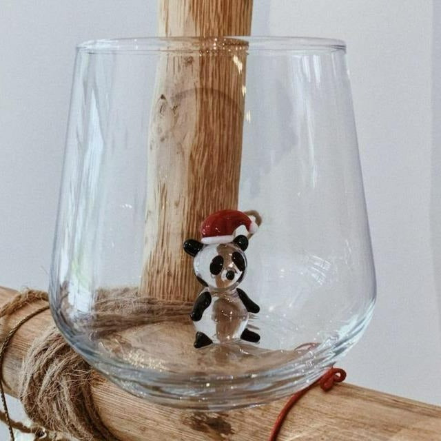 Tiny Animal Drinking Glass, Santa Panda MiniZoo 