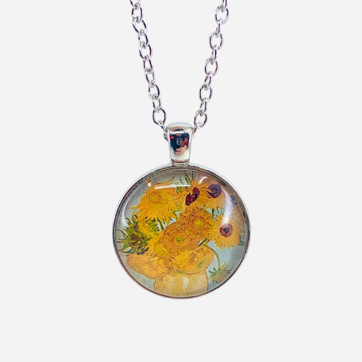 Fine Art Pendant Necklace Luke Adams Glass Blowing Studio Sunflowers 