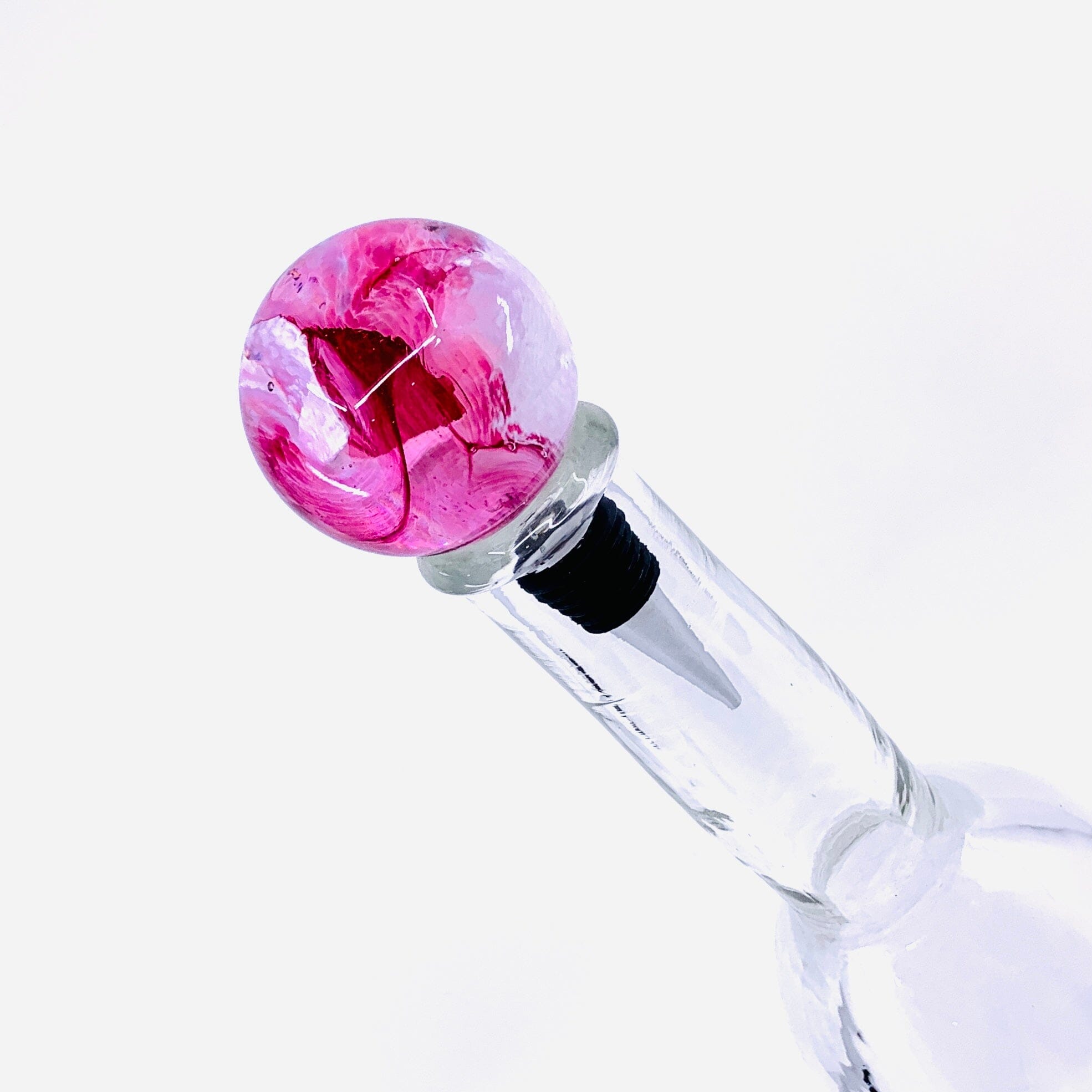 Glass Wine Stopper, Rose Accessory Melt Glass 