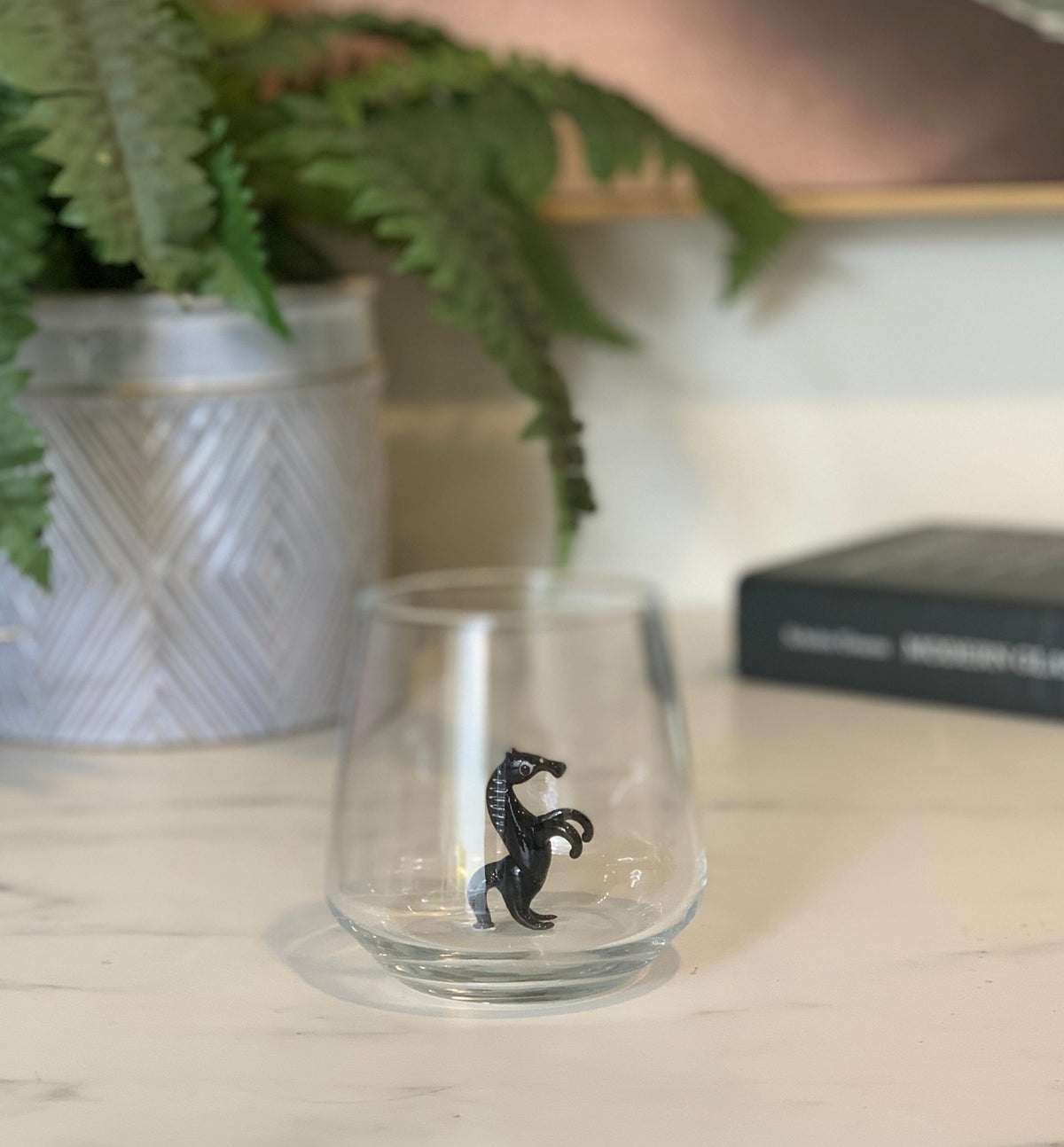 Tiny Animal Wine Glass, Black Horse Decor MiniZoo 