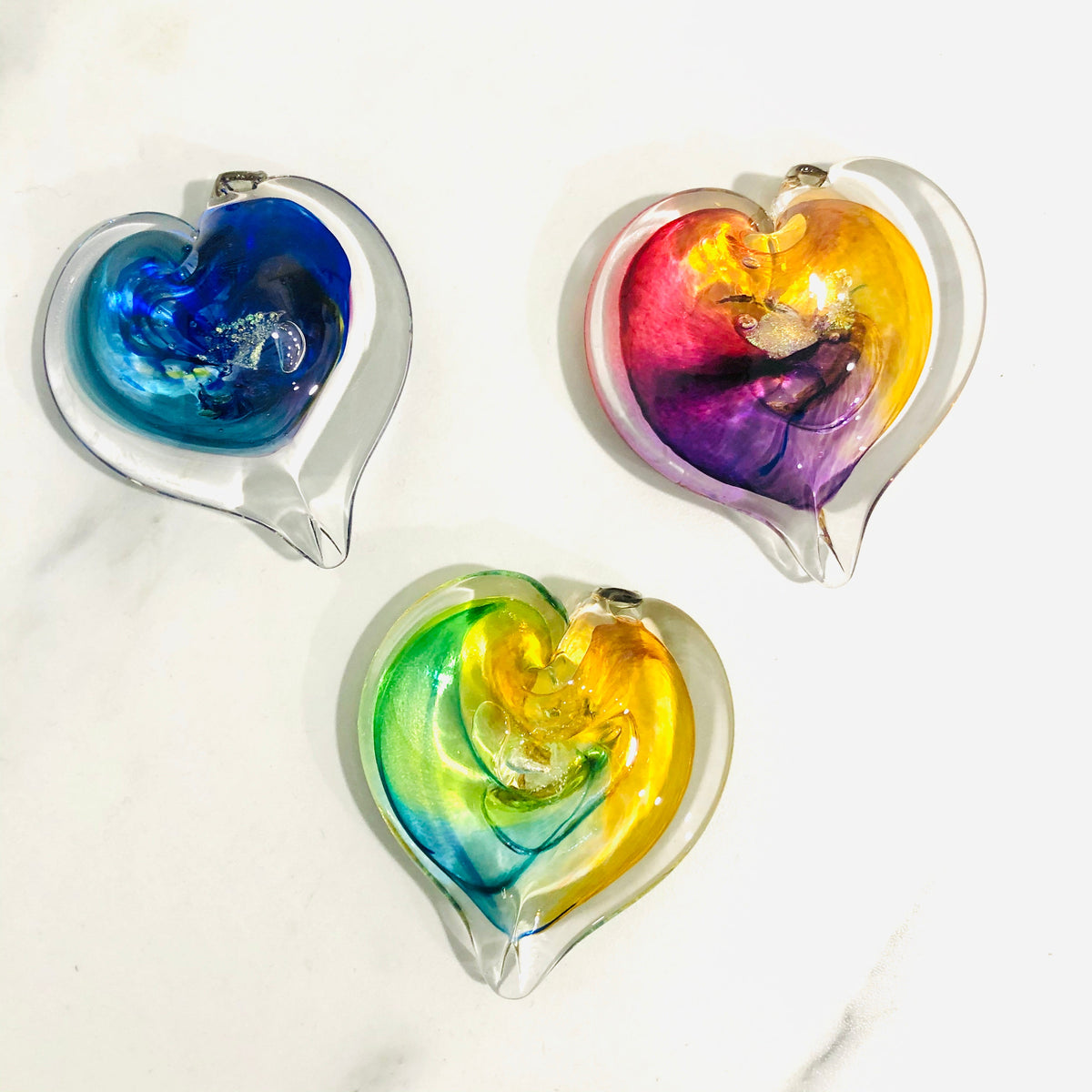 3 FOR $30 Heart Seconds Suncatcher Luke Adams Glass Blowing Studio 