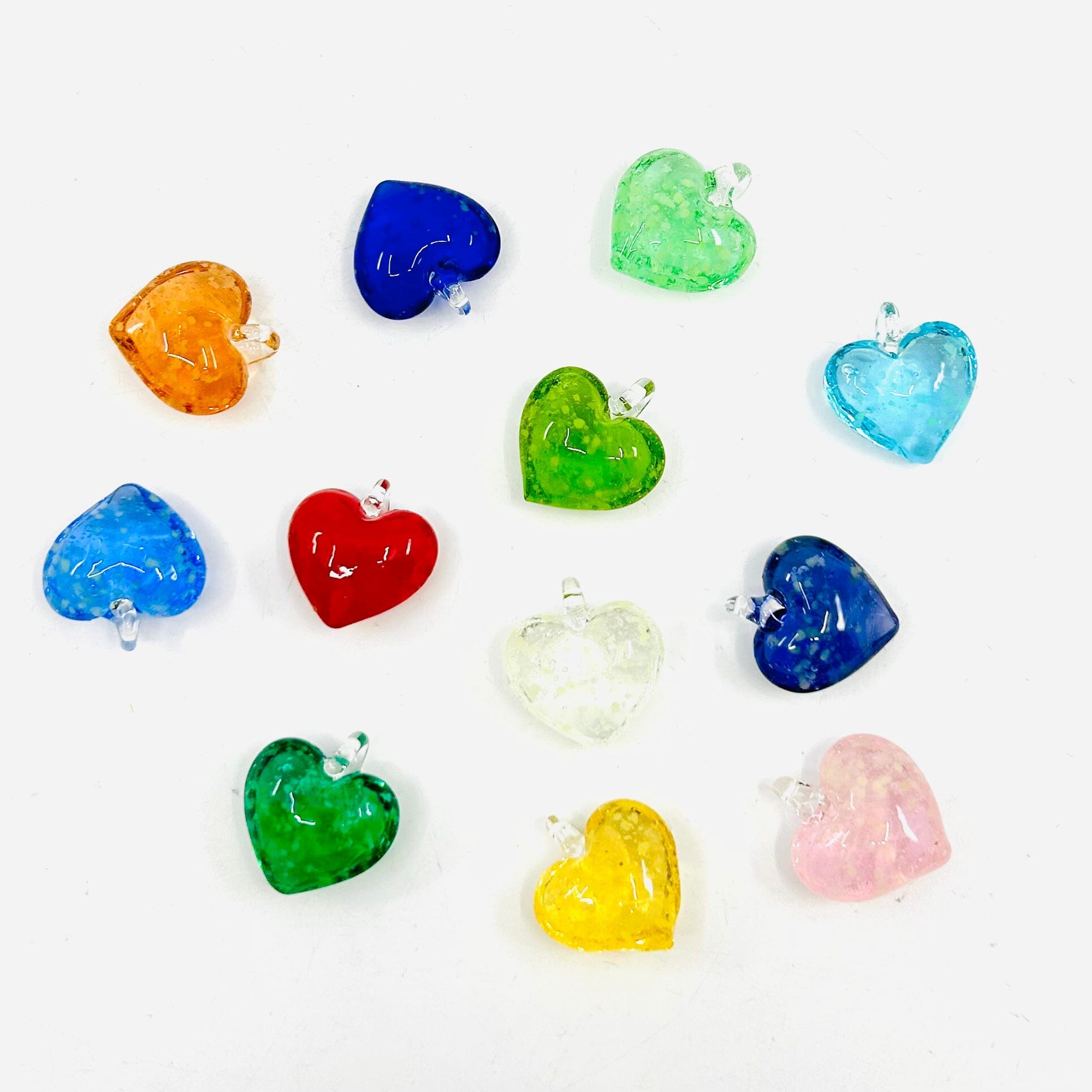 Glass Glow in the Dark Hearts, Red Miniature - 