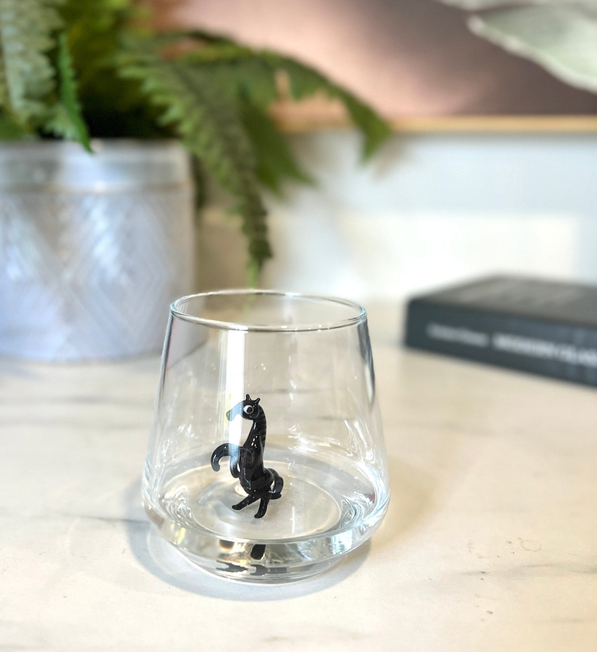 Tiny Animal Wine Glass, Black Horse Decor MiniZoo 