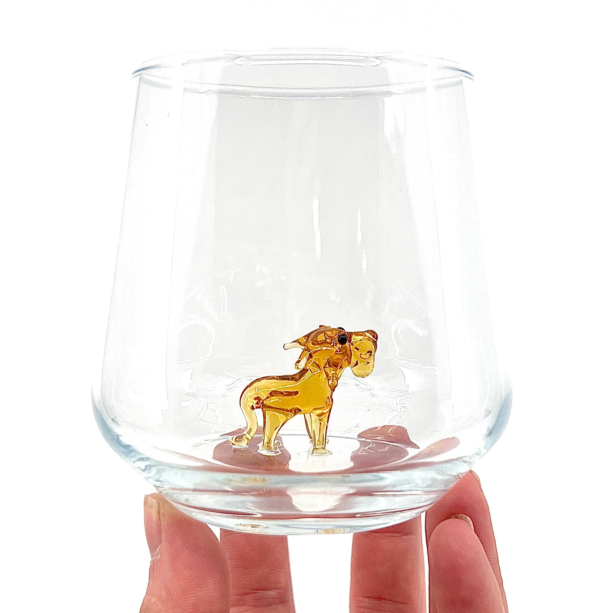 Tiny Animal Wine Glass, Lion Decor MiniZoo 