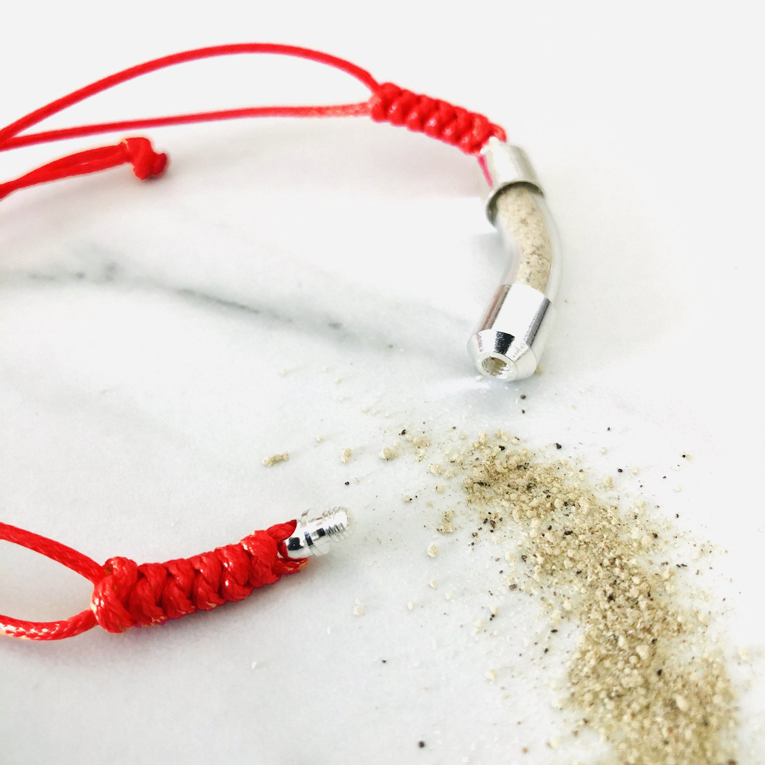 Red Thread Bracelet With Sterling Silver Tube Adjustable 